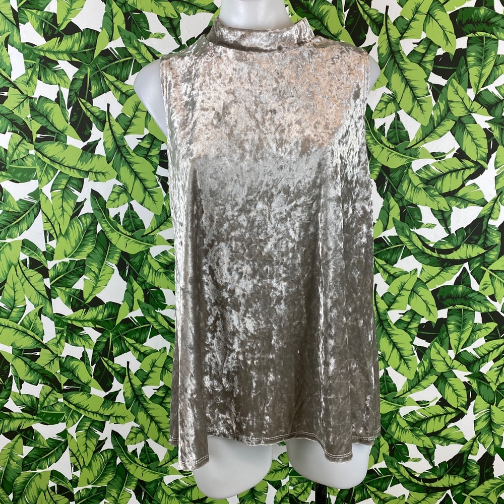 5 for $25 Free Kisses Silver Velvet High Neck Tank